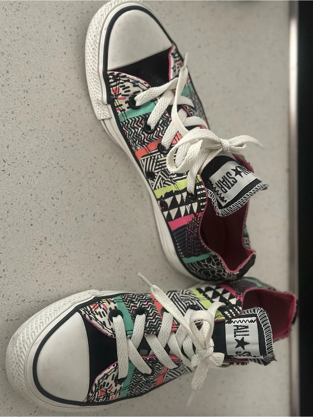 Kids Multicolor Patterned Canvas Sneakers - Star Logo
